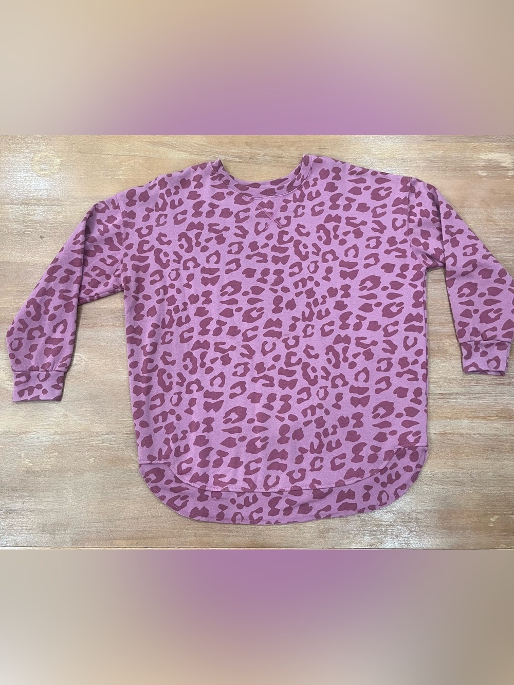 Women's Pink Leopard Print Pullover Sweatshirt